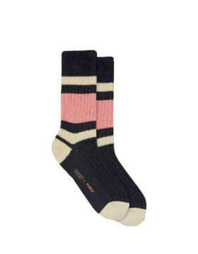 YOU MUST CREATE – Corgi rugby cotton rib boot socks blu pink ecru