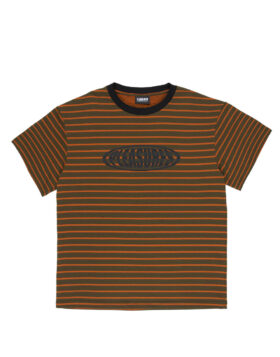 PLEASURES – Sport striped t-shirt orange