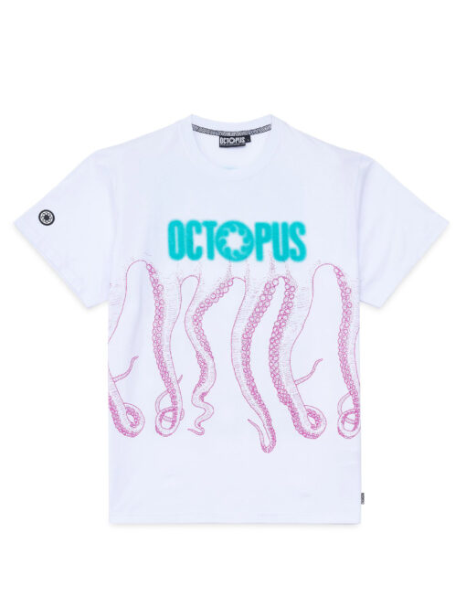maglietta bianca blurred octopus