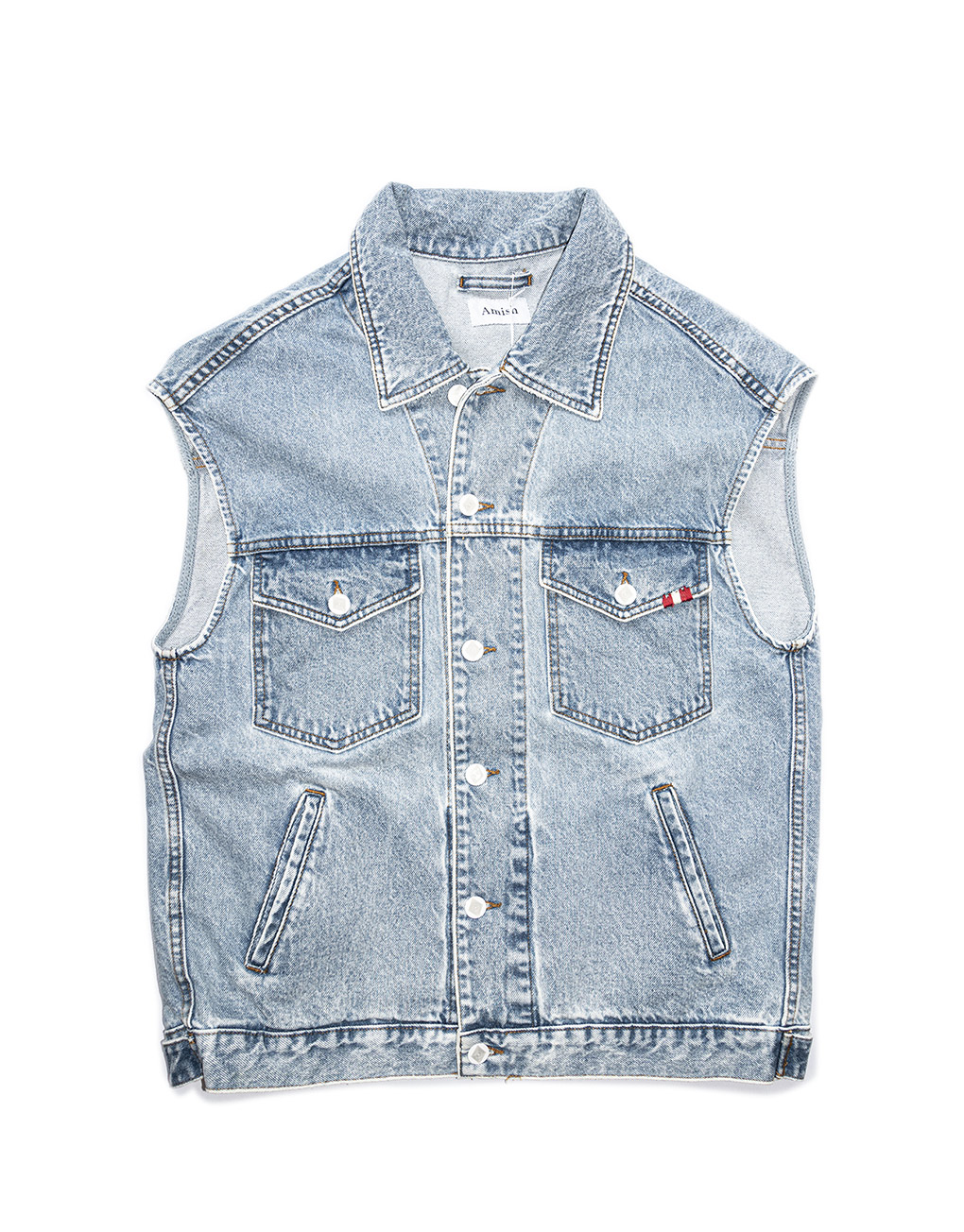 AMISH – Gilet over denim real stone