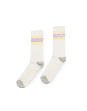 Amish – Socks cotton ecru/giallo/viola