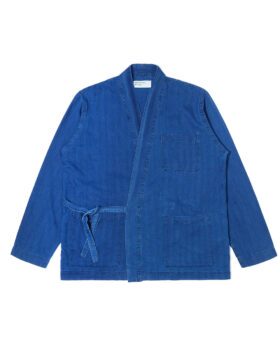 Universal Works – Kyoto work jacket in washed indigo herringbone denim