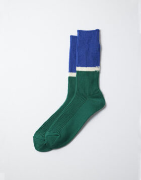 RoToTo – Bicolor ribbed crew socks blue / green