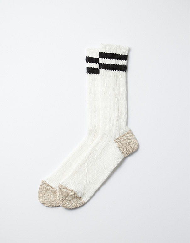 RoToTo – OS Ribbed crew socks white / black