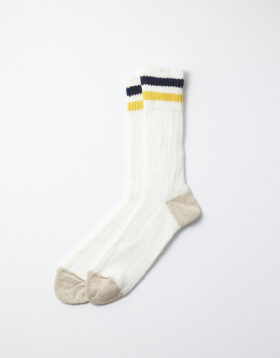 RoToTo – OS Ribbed crew socks white / navy / yellow