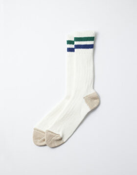 RoToTo – OS Ribbed crew socks white / green / d. blue
