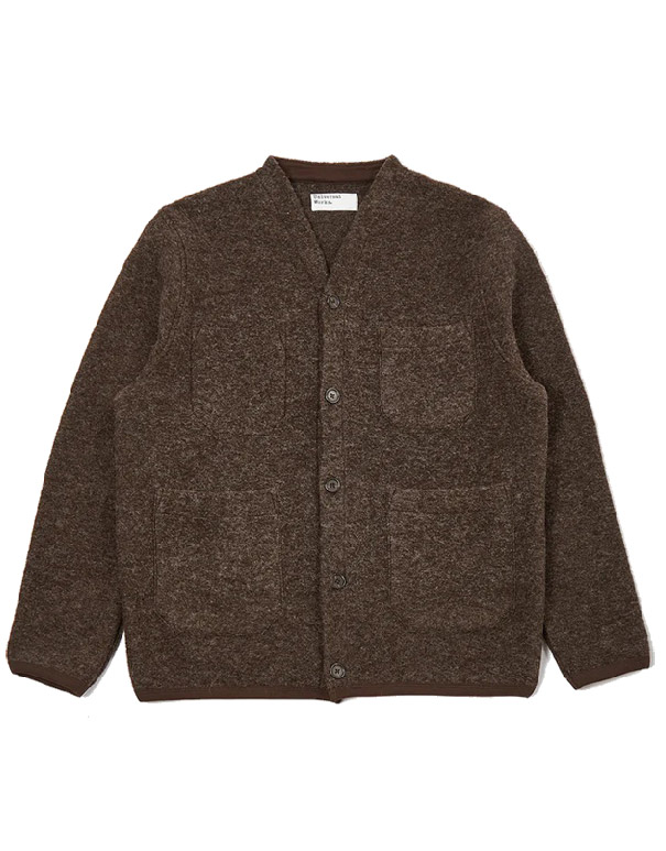 UNIVERSAL WORKS – Cardigan wool fleece in brown
