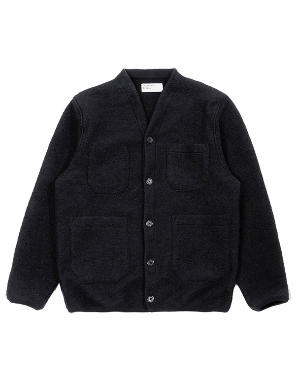 UNIVERSAL WORKS – Cardigan wool fleece in black