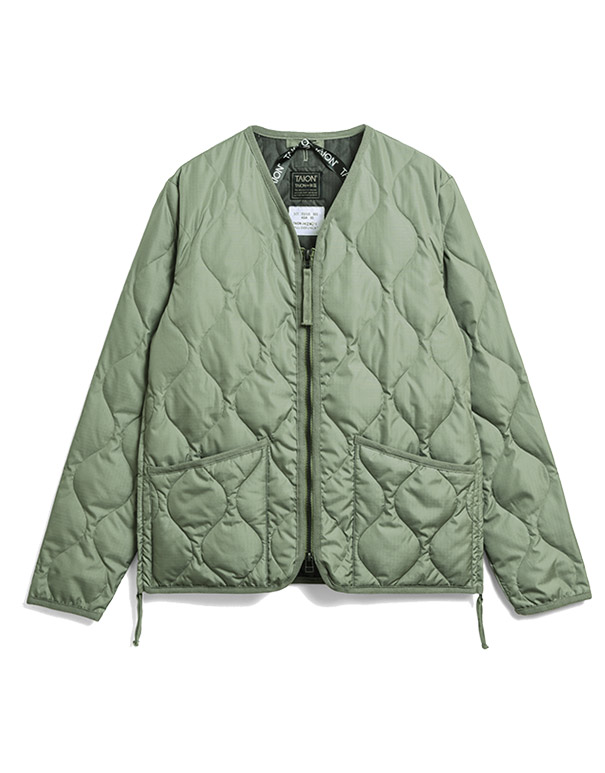 TAION – Military zip v-neck jacket – sage green