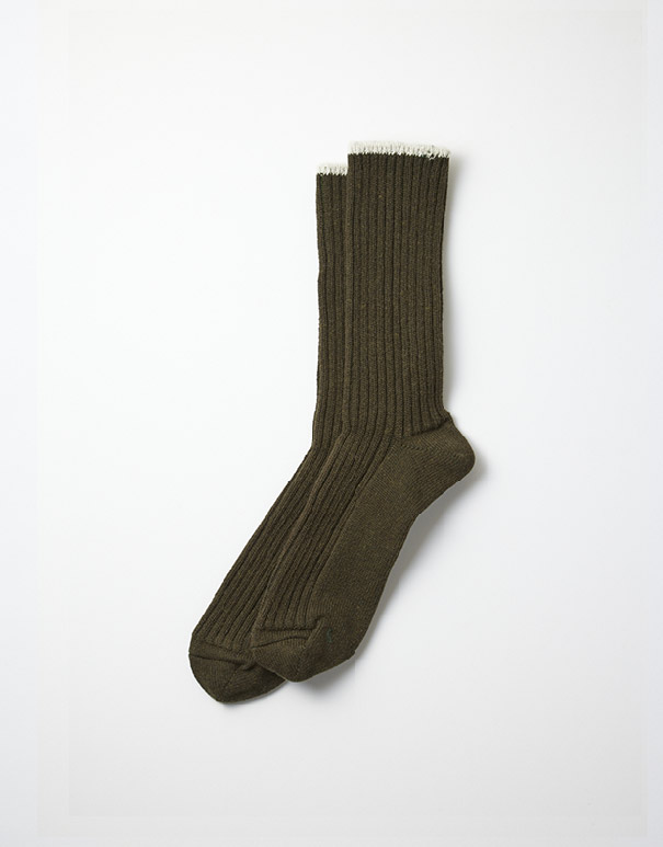 RoToTo – Recycle w/pl Ribbed crew socks d.olive