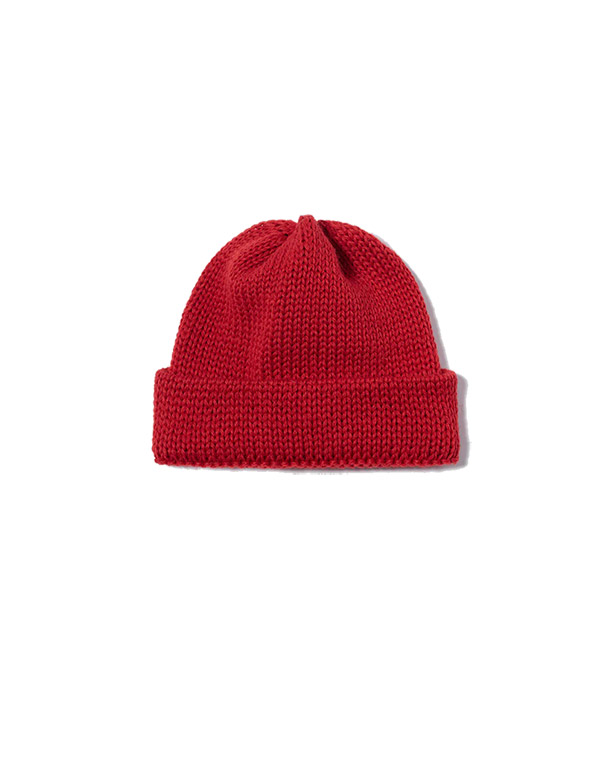 UNIVERSAL WORKS – Short Watch cap in red british wool