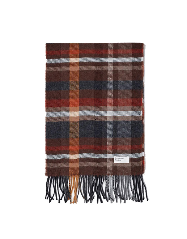 UNIVERSAL WORKS – Check Scarf in brown check PC