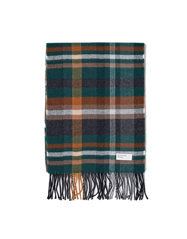 UNIVERSAL WORKS – Check Scarf in green check PC