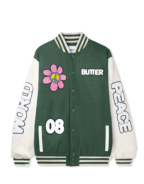 BUTTER GOODS – World Peace varsity jacket
