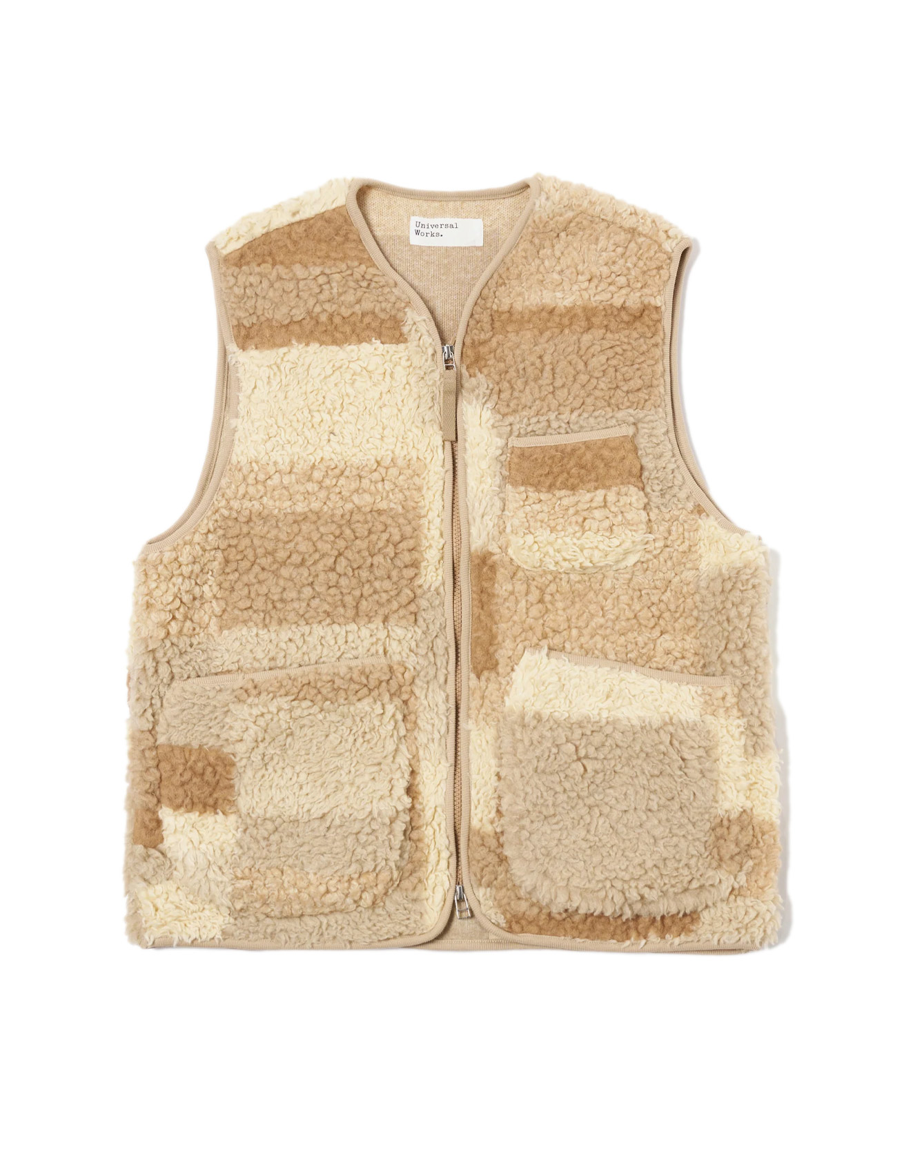 UNIVERSAL WORKS – Zip Gilet Patchwork Fleece